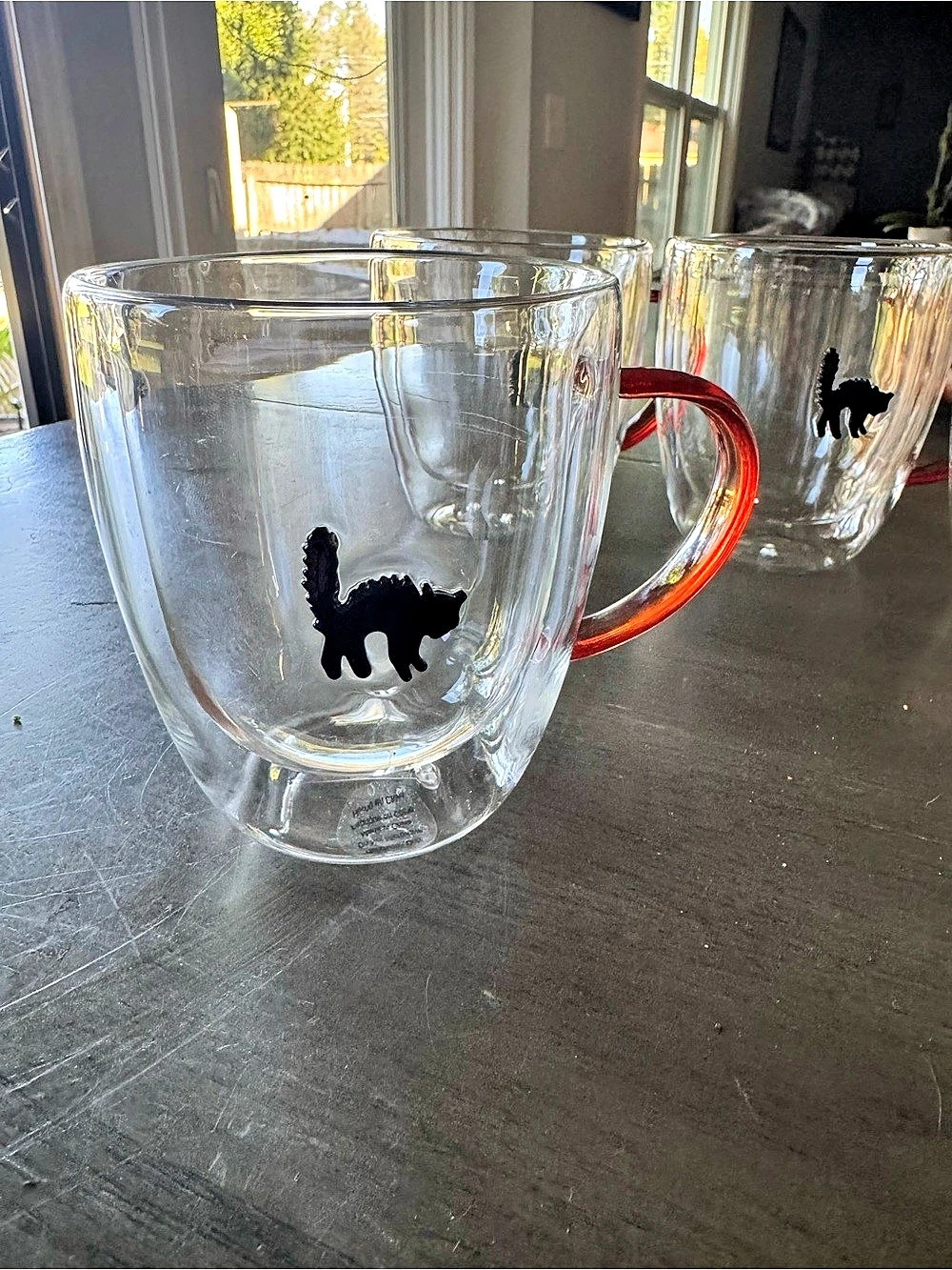 Anthropologie The Halloween Icon Glass Mug Set of 4 Clear & Red - Picture 2 of 3